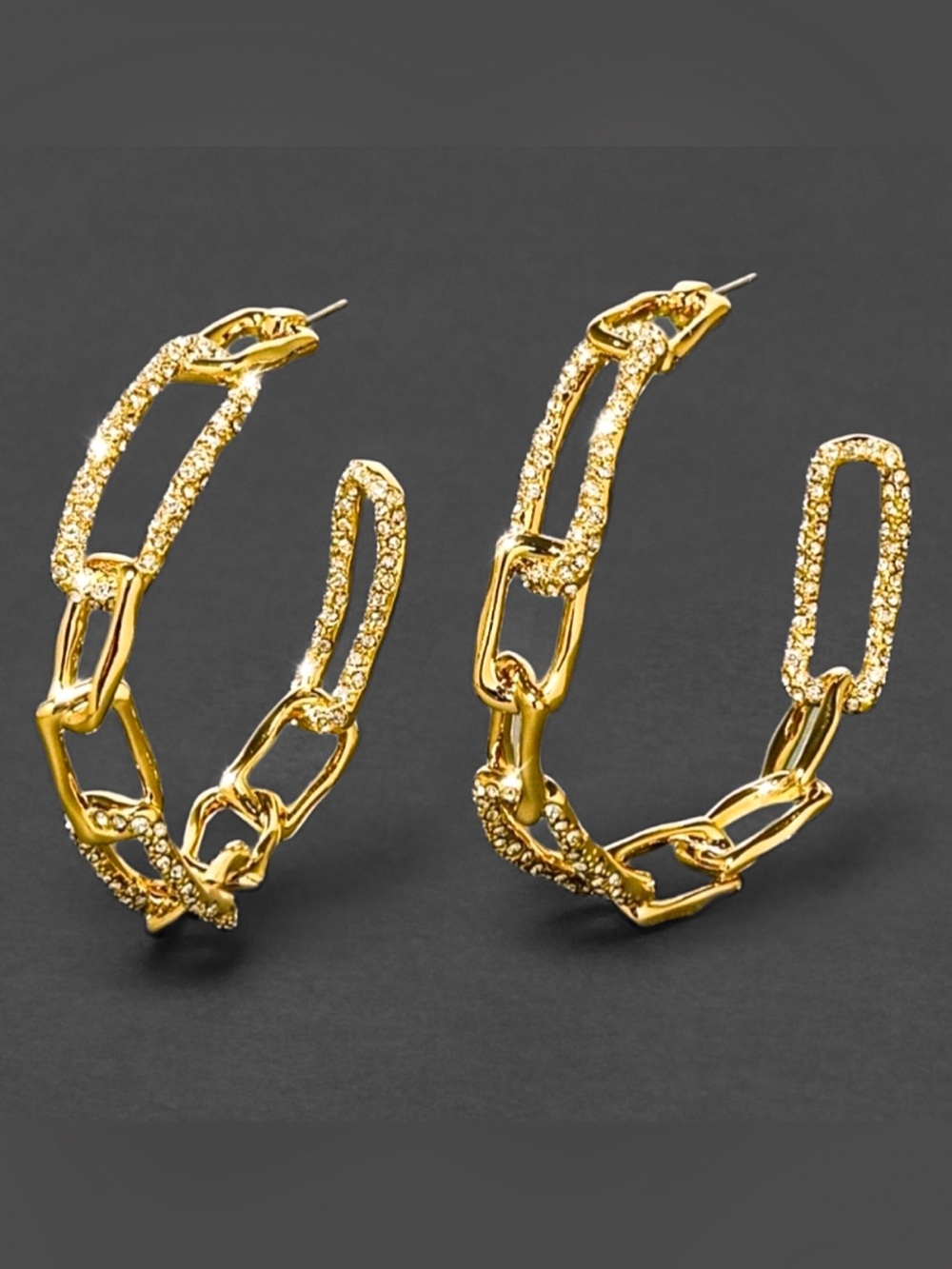 Alexis Bittar Crystal Dusted Chain Link Large Hoop Earrings (NWOT)